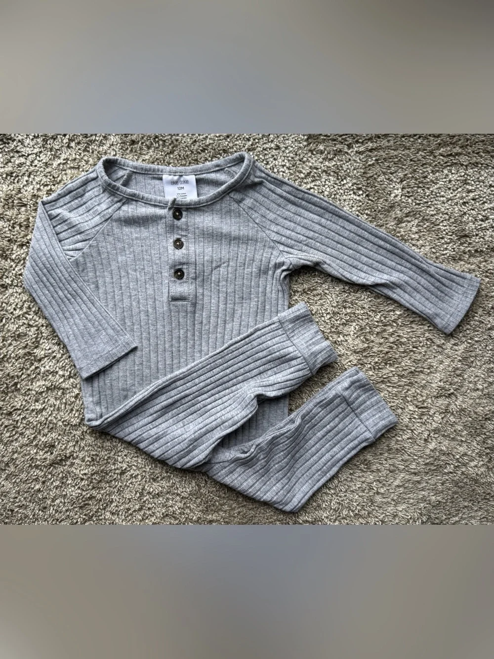 Okie Dokie Ribbed Baby Romper Gray One Piece Outfit 12M